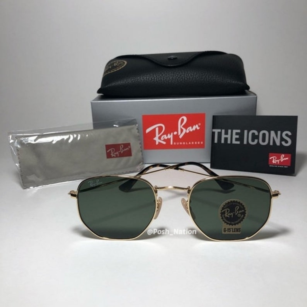 FREE SHIPPING Ray Ban Hexagonal Green Lenses RB3548N New - Picture 11 of 15